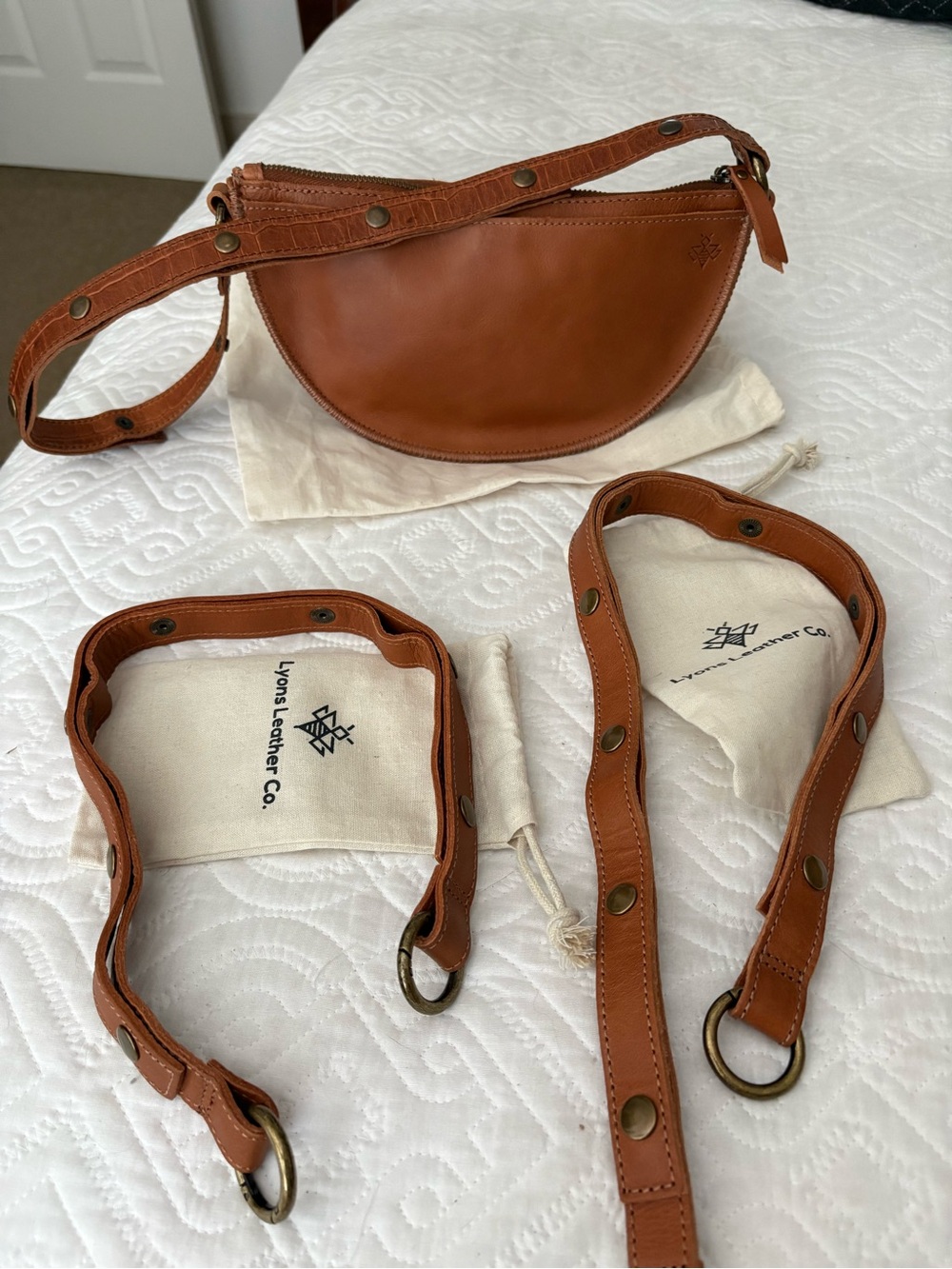 Honey Bee Leather Crossbody Bag -3 straps